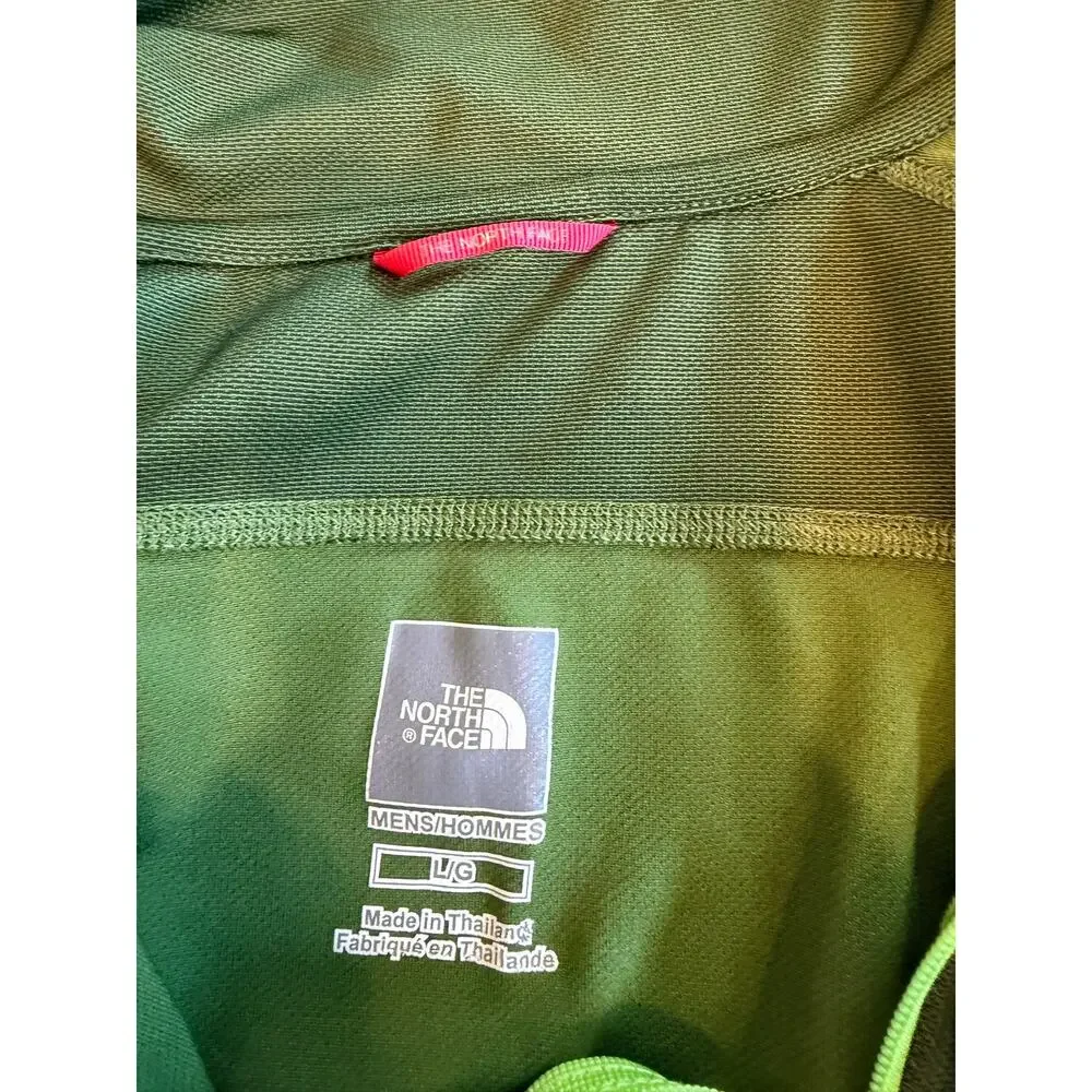 The North Face Short Sleeve Quarter Zip Polo Shirt Olive Green Men's Size Large